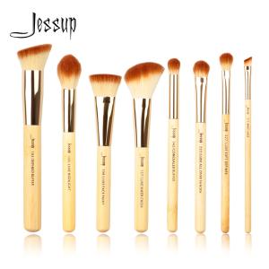 China Jessup 8pcs Bamboo Makeup Brushes Set Premium Synthetic Hair wholesale