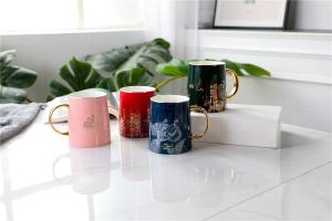 China Colour Glazed 0.4L Sublimation Campfire Fine Porcelain Coffee Mugs wholesale
