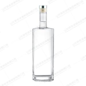 China 750ml Oval Cylindrical Thin Tall Flat Glass Bottle for Whiskey Vodka Gin Strong Wine wholesale