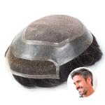 Mens Toupee Hairpiece Fine Mono Hair System Replacement Poly Skin Around with