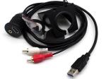Waterproof Panel Aux Extension Cable USB 3.0 A Male And 3 RCA Male Connector