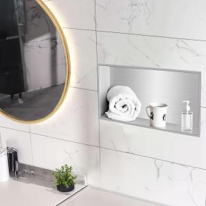 China Stainless Steel Shower Niche 12&quot;x24&quot; and Double Shelf Wall Niche for Modern Hotel Design wholesale