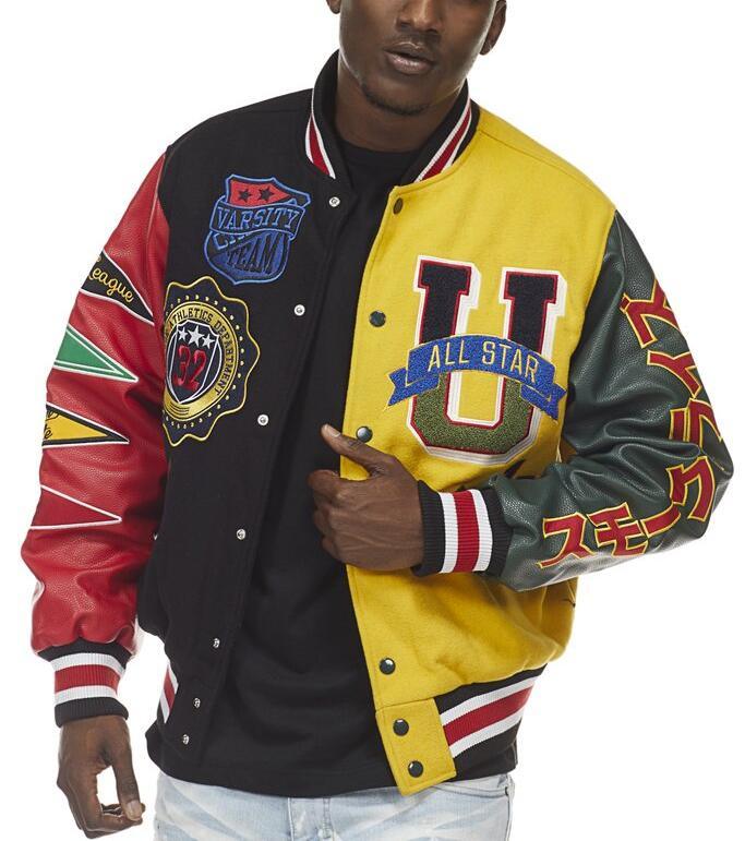Embroidery Patches Custom Men Letterman Jacket Baseball Leather Street Plus Size Coat Varsity Jacket for Men