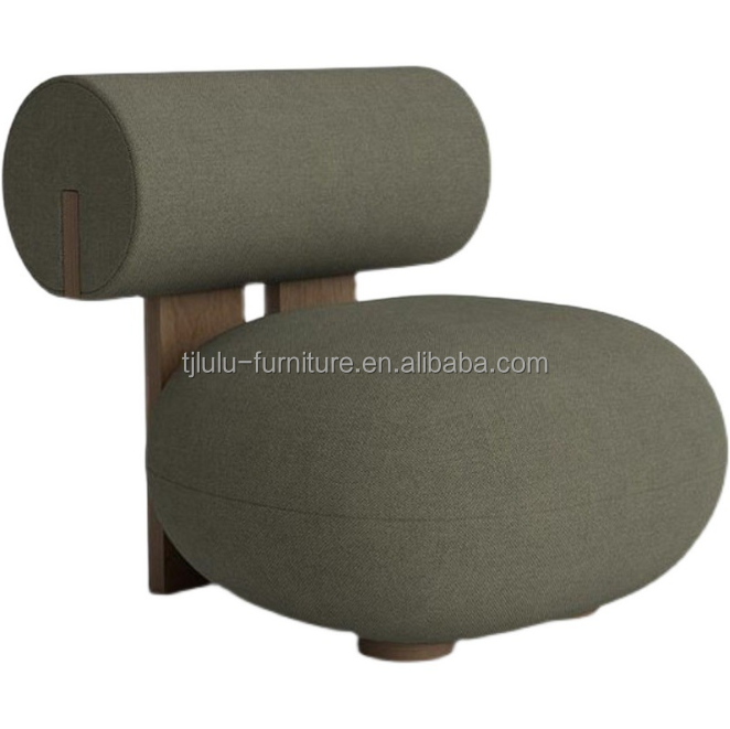 Living Room Chair With Wood Leg Creative Modern Wooden Leisure Style Lamb Wool Single Sofa Chair W70*D81*H71CM