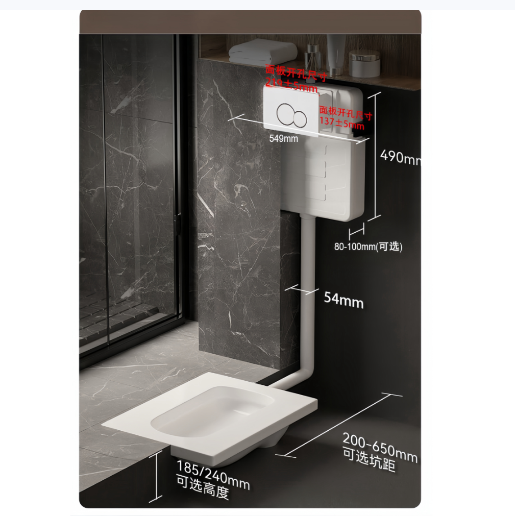 Bathroom Gold Color Smart Toilet with Upper Cistern and Customizable Colored Water Tank