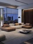 Keyboard linen slipcovered sofa Hotel Lobby waiting area sofa