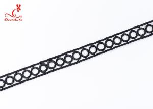China Cheerlifes Large Stock 1.9Cm Polyester Water Soluble Embroidery Black Circular Lace Trim Ribbon Border For Women Dress wholesale