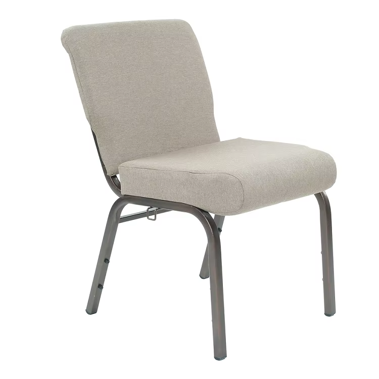 Modern Stackable Gray Church Chairs Metal And Fabric For Commercial Furniture