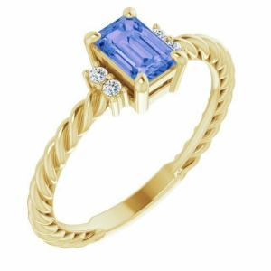 China Tanzanite 0.06CTW Rope Engagement Ring In 14K Yellow Gold wholesale