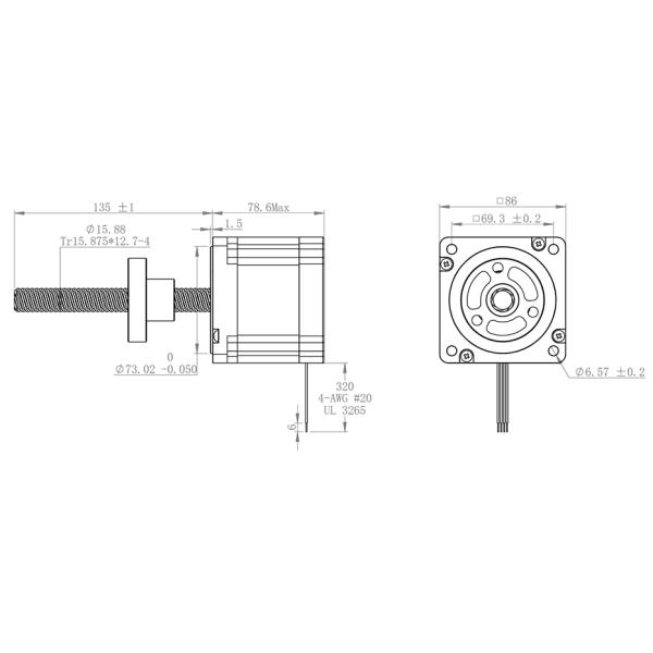 NEMA34 Linear Lead Screw Stepper Motor 1.8 Degree Angle With Nut