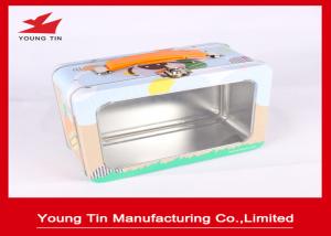 China Rectangle Full Color Printed Metal Lunch Tin Box YT1225 With Clear PET Window wholesale