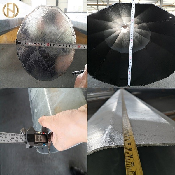 Self Supporting Metal Power Pole 32m 0-30 Degree Dodecagon 166KV Transmission Line