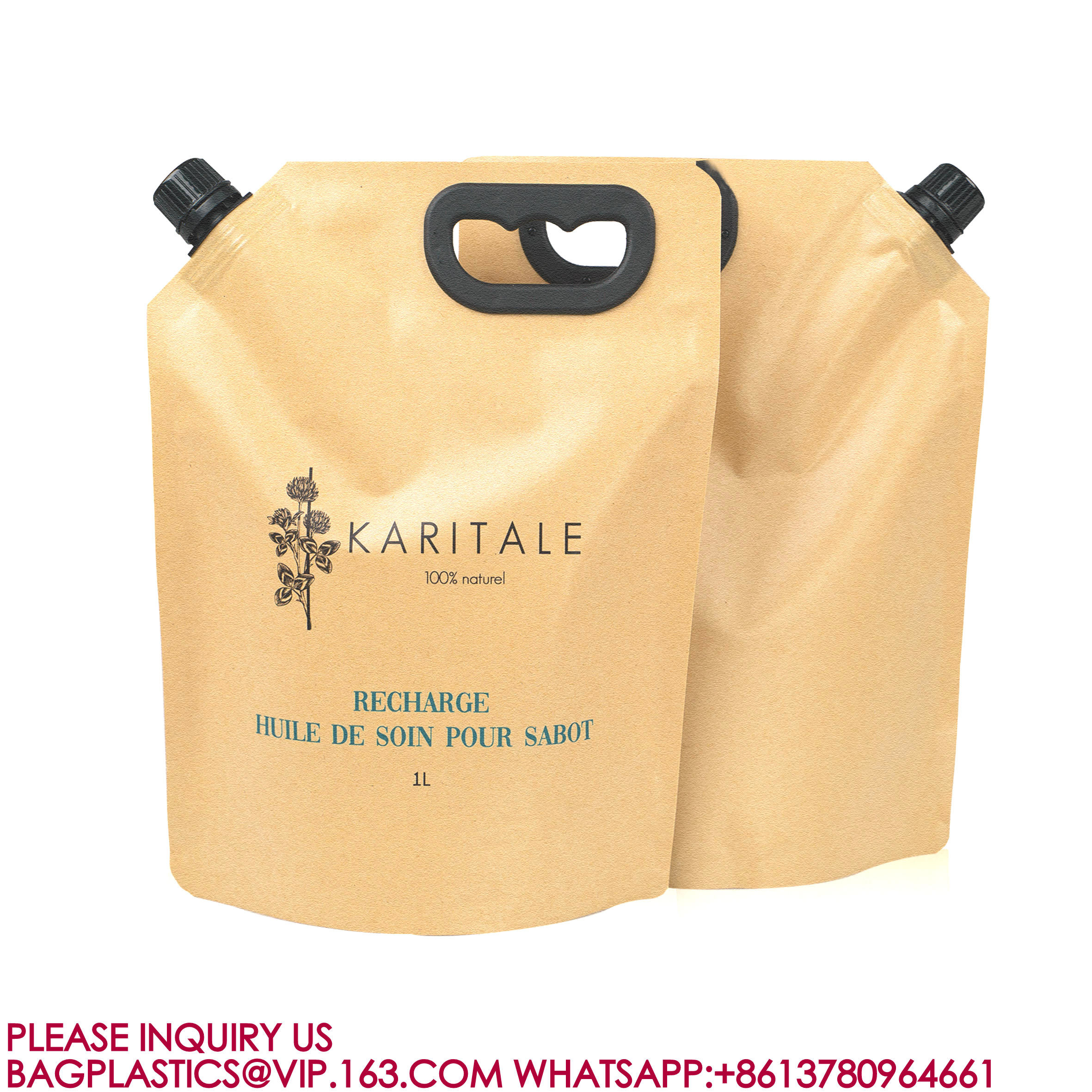 Custom Printed Detergent Packaging Bag Plastic Refill Bag With Handle Kraft Spout Pouch