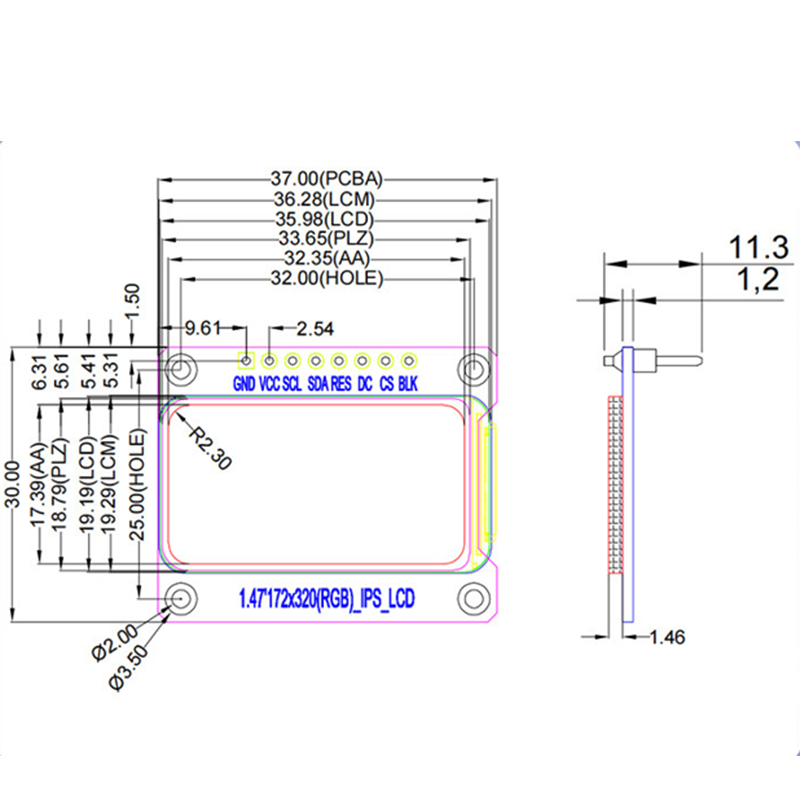 1.47-inch lcd display, high-definition ips172x320, st7789 drive LCD screen, screen can be flipped,segment lcd display,segment lcd