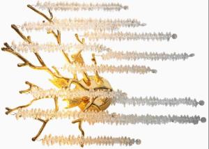 China Post-modern light luxury personality villa model room living room dining room bedroom lamp creative tassel branch crystal chandelier wholesale