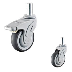 China 76x32mm Round TPR Medical Casters 3 Inch 198LBS Solid Stem Locking Wheels wholesale