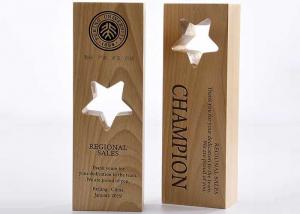 China Wooden Custom Trophy Cup Engraving / Lasing Logo Star Design Awards For Staff wholesale