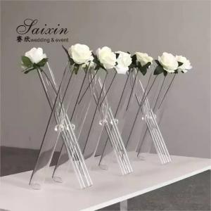 China 16 Inch 20 Inch Simple Crystal Flower Glass Wedding Cylinder Vases 3 Pcs Set wholesale