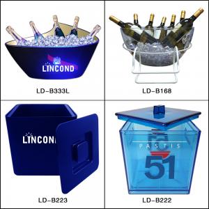 China Custom Logo Bar Led Wine Cooler Plastic Acrylic Ice Bucket Big Capacity wholesale