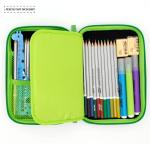 Fluorescent Green EVA Stylish Pencil Case Big Capacity Fabric Lining