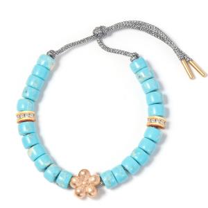 China 16cm Blue Turquoise Beaded Bracelets mens Handmade Weaved With E Coating wholesale