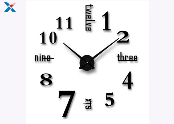 Decoration 3D Acrylic Wall Clock , Large Sticker Wall Clocks For Bedroom /