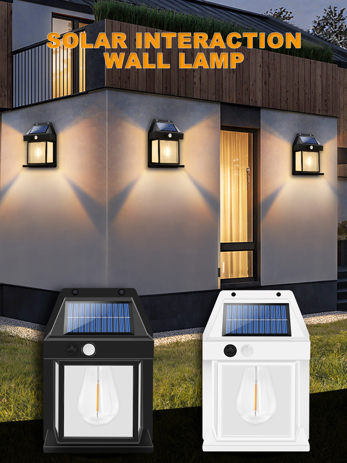 80lm/w Courtyard Garden Decoration Waterproof Solar Wall Lamp with Motion Sensor