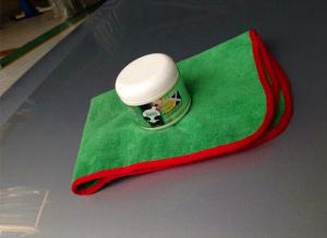 China Green color 40x60cm microfiber microfibre car cleaning detailing towels/cloth with red edge wholesale