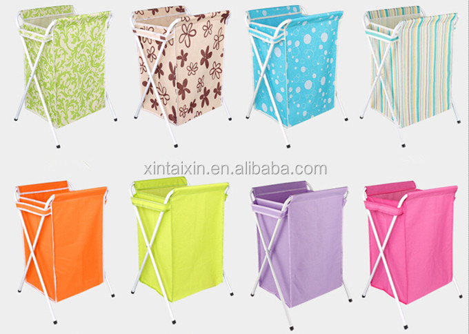 Alu Pipe Polyester Dirty Clothes Basket With Cover Foldable Laundry Hamper