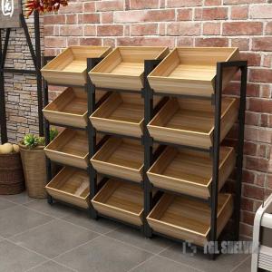 China Wooden Steel Fruit And Vegetable Rack for Store 1200×800mm Size OEM wholesale