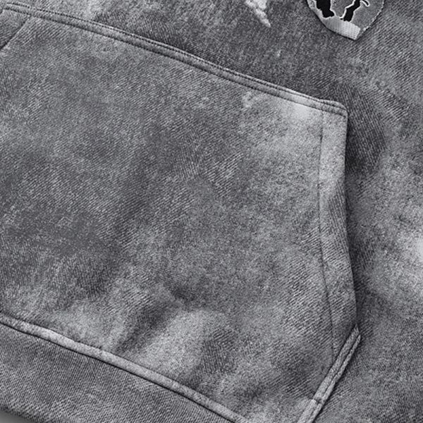 Support Customization Winter High Street Stickers Graffiti Dirt Stains Denim Oversized Hoodies Men's 3D Embroidery Heavy-duty