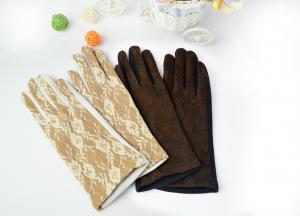 China Ladies fashion gloves back with lace and palm with compound cloth on sale