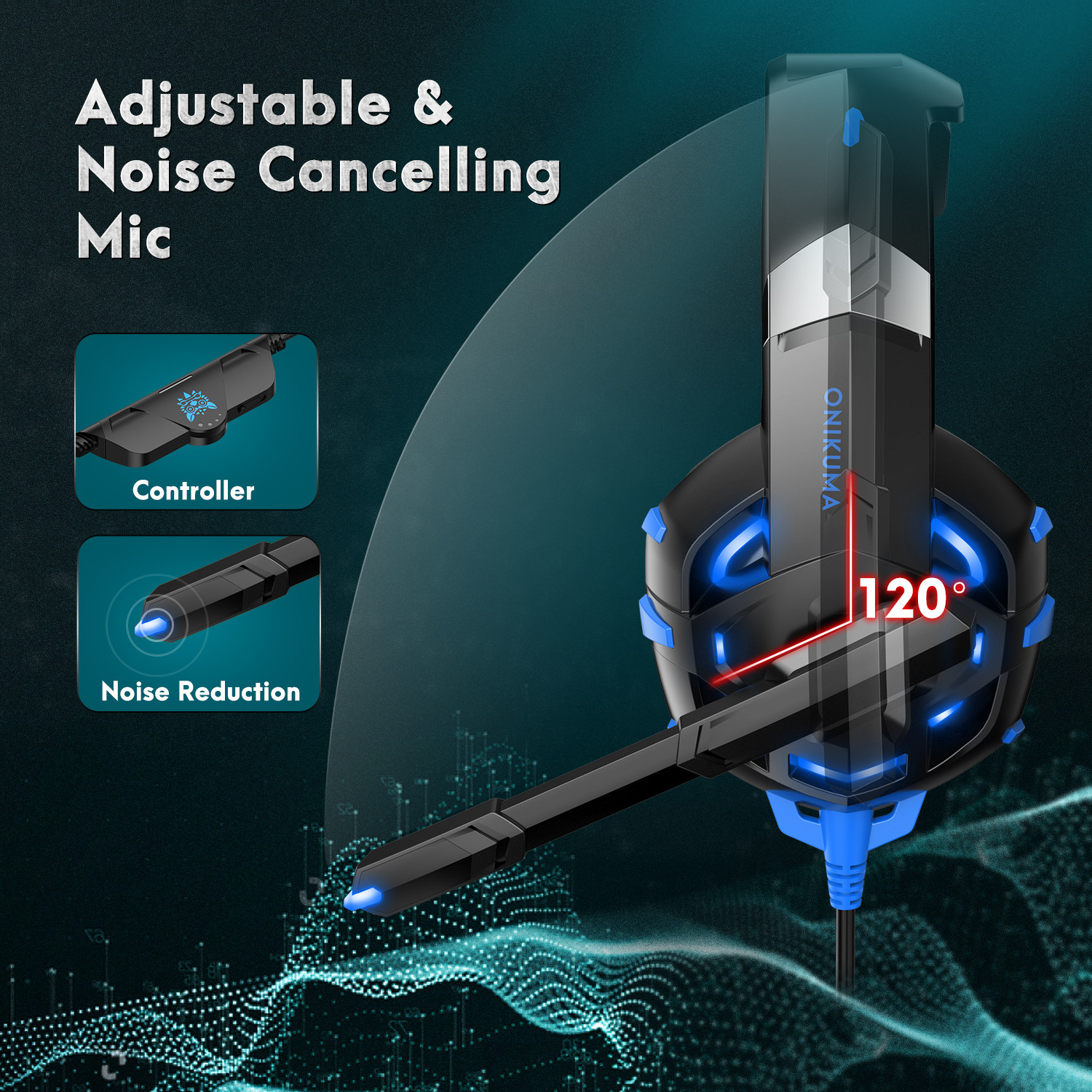 ABS PC 100mA Noise Cancelling Gaming Headphones Onikuma K2 Pro Fcc