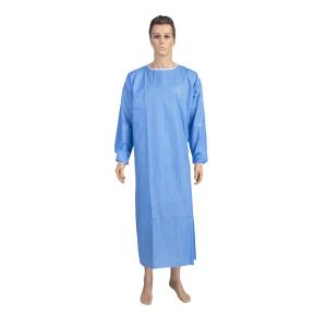 China Reinforced 35gsm Sms Isolation Gown Blue Knit Cuffs Operation Coat wholesale