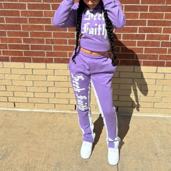 Clothing Manufacturers Custom Women Boxy Fit Crop 3d Puff Print Hoodie Jogger