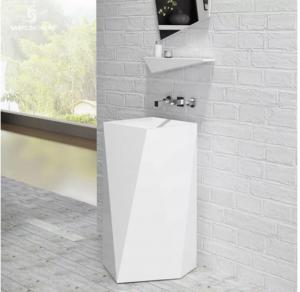 China Acrylic Cabinet Bathroom Wash Basin Luxury Column Pedestal Sink wholesale