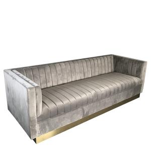 China 2018 new design gold metal base couch luxury fabric living room sofa ,3-seater velvet fabric sofa for sale wholesale