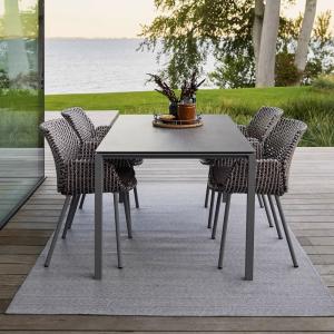 China Luxury Aluminum Table And Rattan Chair Sets For High End Outdoor Dining Table Set wholesale