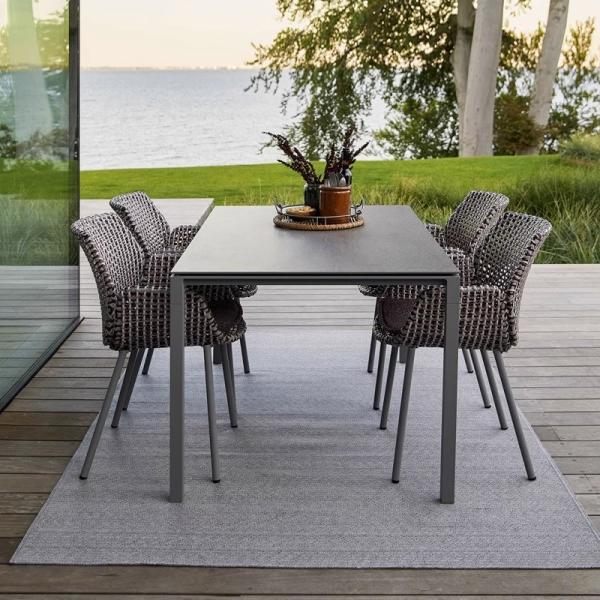 Luxury Aluminum Table And Rattan Chair Sets For High End Outdoor Dining Table