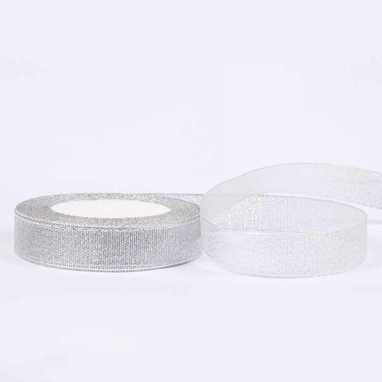 The color green belt tape for decorate Flowers PET material golden and silver silk ribbon