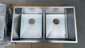 China 16 Gauge Brushed Handmade Kitchen Sink Undermount With Tap Hole wholesale
