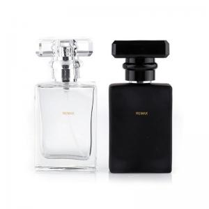China Matte Black Glass Bottle 50ml With Gold Spray Head For Fragrance wholesale