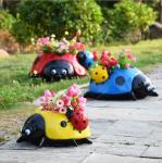 polyresin Ladybug statue animal planter for garden decoration flower pot