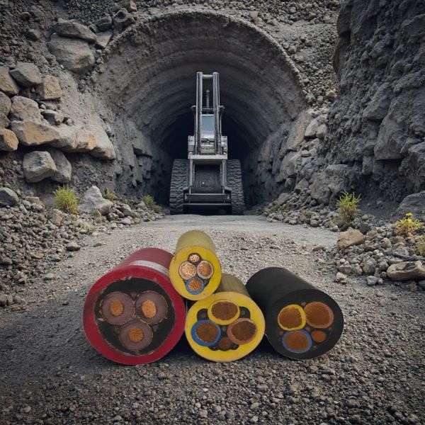 Customized Size 3+1 Cores Rubber Sheath Mining Cable For Underground Power Supply