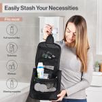 Custom Large Waterproof Black Travel Hanging Toiletry Bag For Makeup And Shaving