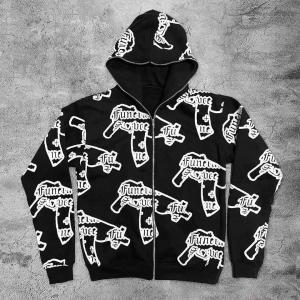 China Colorful Custom Face Men'S Full Zip Up Hoodie Cotton French Terry Blanks All Over Print Unlined wholesale