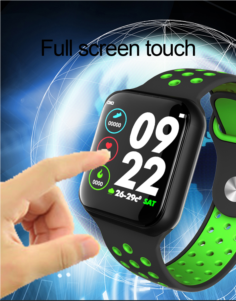 F3 NFC Android Exercise Smartwatch For Older Person 180mAh Tracker Electronic Ink Green