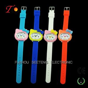 China Colorful and cute hello kitty design for  children watch with all safety silicone material on sale
