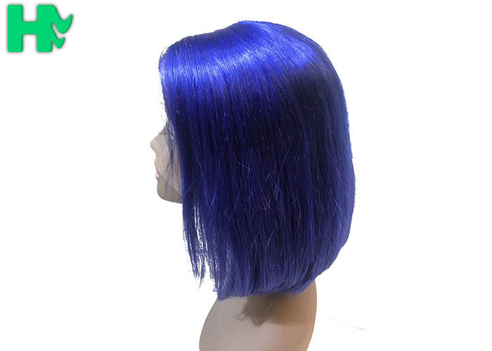 Front Lace Natural Human Hair Wigs , Short Glueless Malaysian Bob Wig