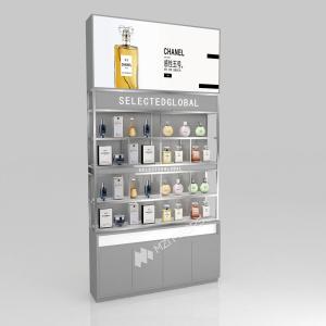 China Skincare Display Shelf Grey Wooden Laminated Display Cabinet For Makeup Display Showcase And Cosmetic Display Stand wholesale